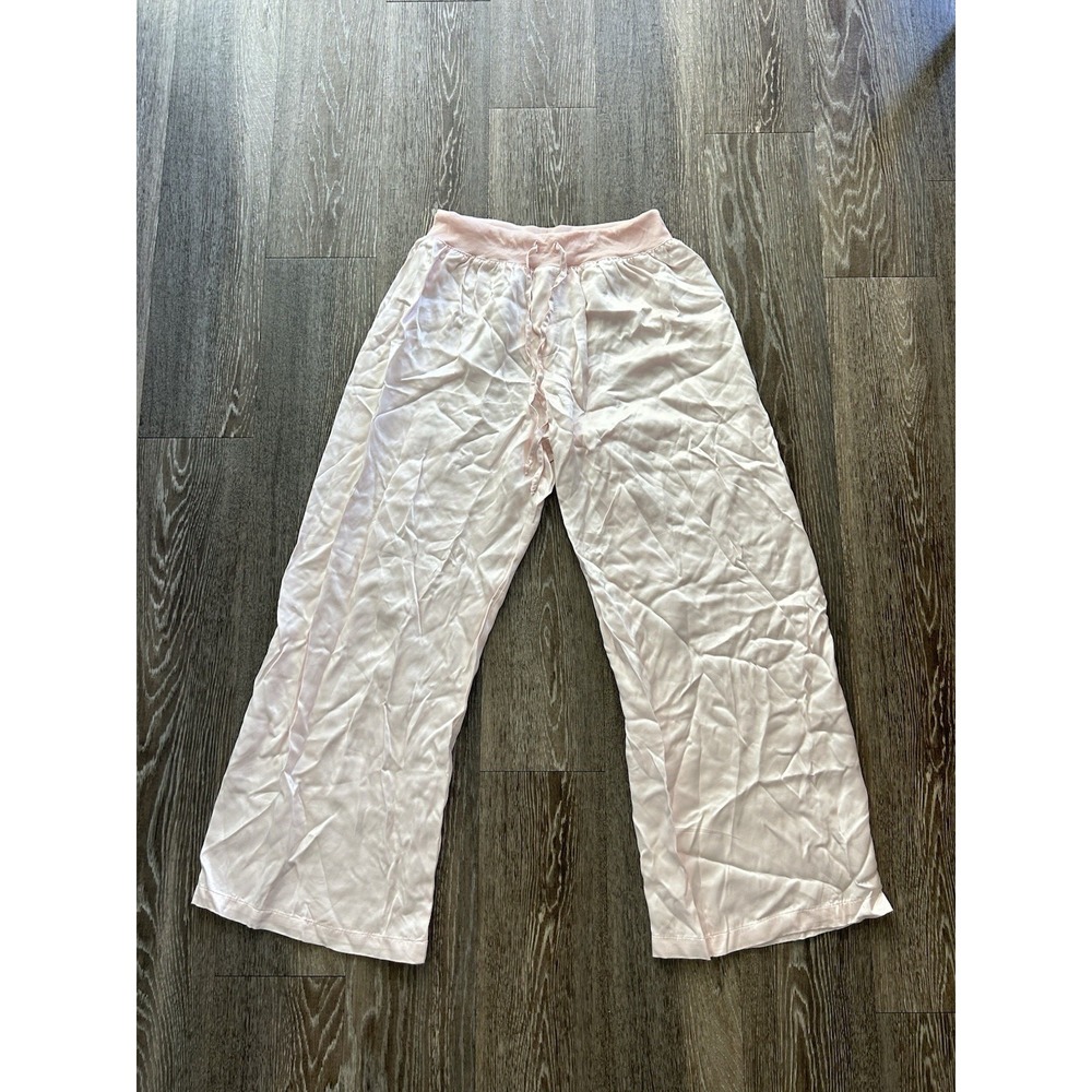 PJ Harlow Jolie Satin Light Pink Wide Leg Pajama Pant Coquette Feminine Soft